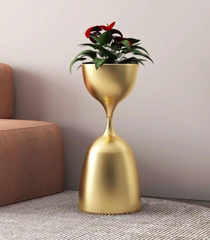 Élégant support de pot de fleurs sur pied en fer – Vase décoratif d'intérieur pour espaces de vie modernes