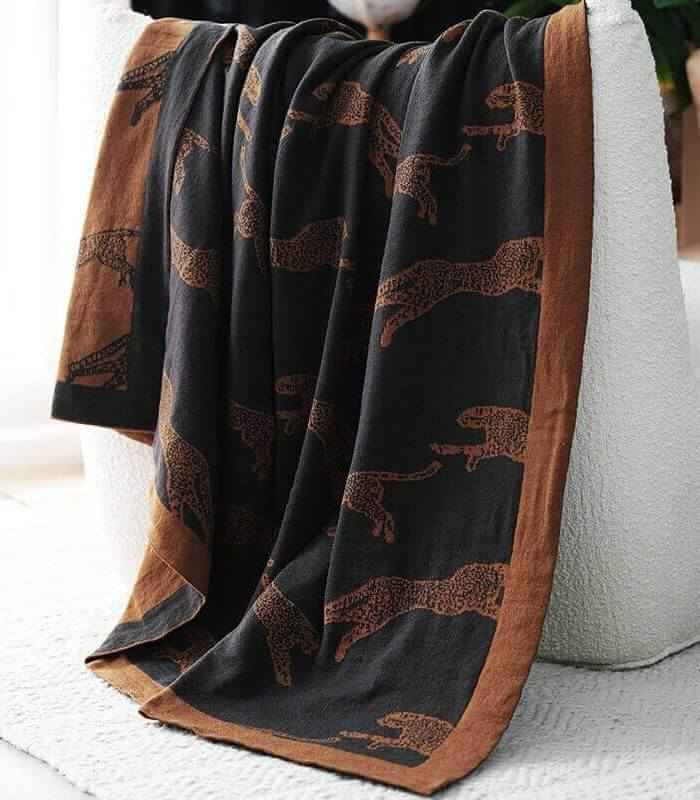 Leopard Print Blanket Throw Cotton Double-Sided 130 x 180 cm 1kg