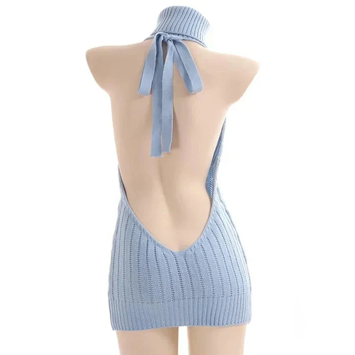 Maglione Virgin Killer senza schienale con pullover sexy scavato