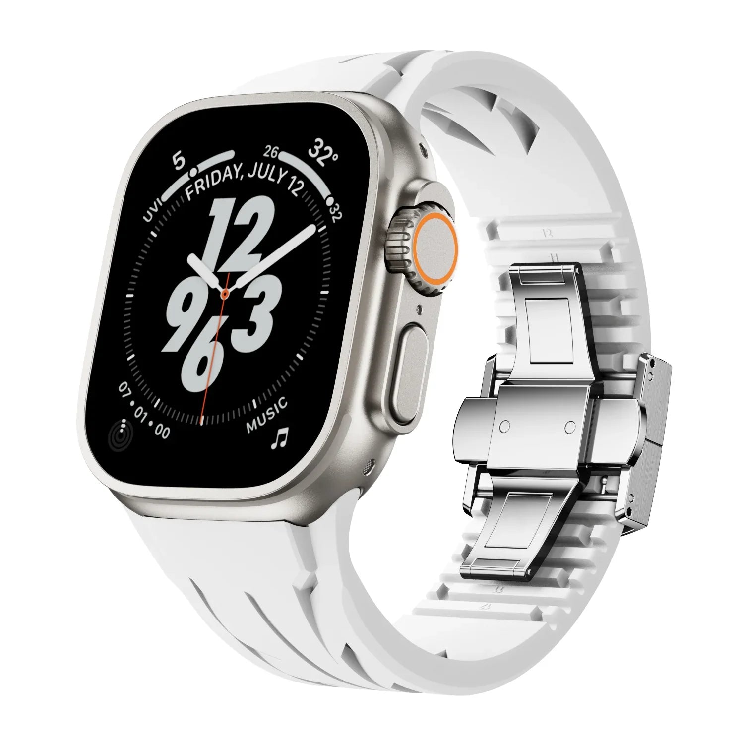 Luxury Butterfly Buckle FKM Rubber Band for Apple Watch