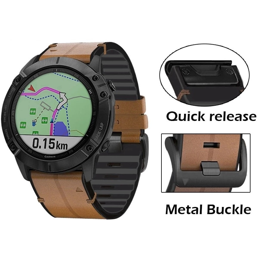 Siliconen Leren Horlogeband Voor Garmin Fenix 8 7X 7 5X 5 6