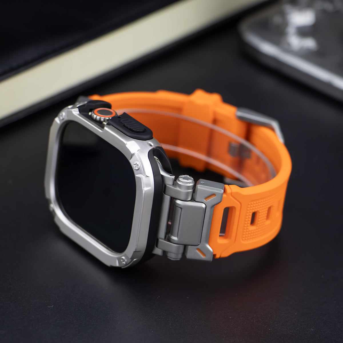 Explorer Tactical Fluoro Gumi Szíj + TPU + PC 2 az 1-ben Tok Apple Watch-hoz