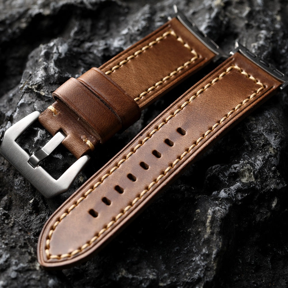 Vintage Brown Horween Chromexcel Leather Watch Strap for Apple Watch