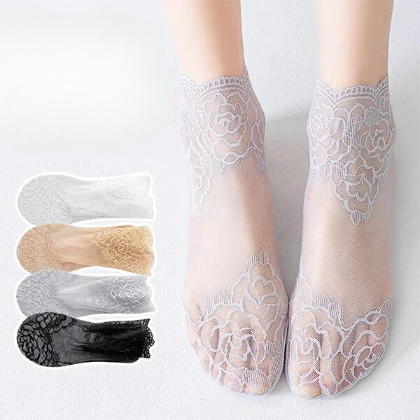 Yasmin Fashion Rose Lace Socks