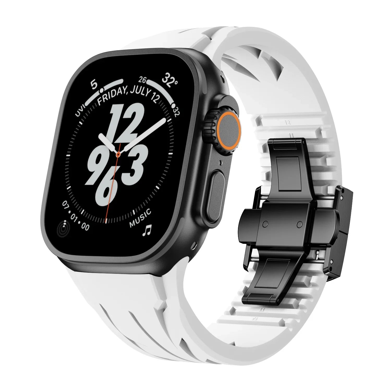 Luxury Butterfly Buckle FKM Rubber Band for Apple Watch