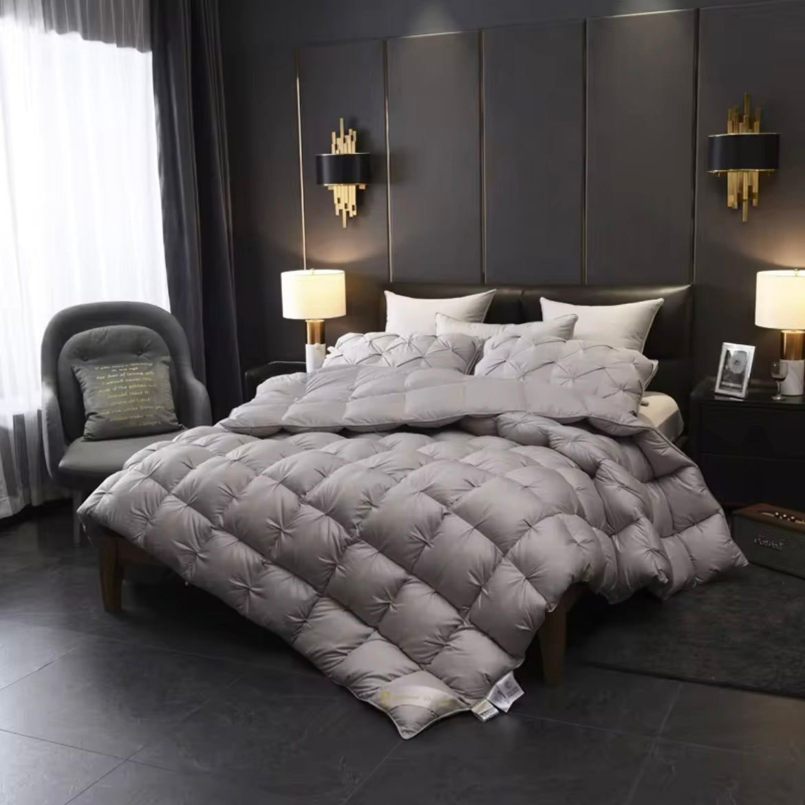 Splendore Grey Goose Down Comforter