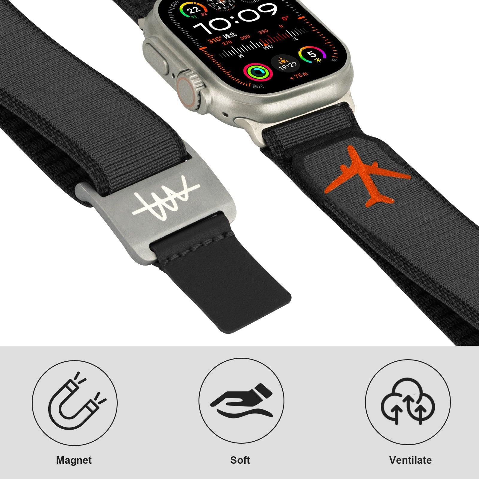 Alpine magnetisk nylonrem for Apple Watch