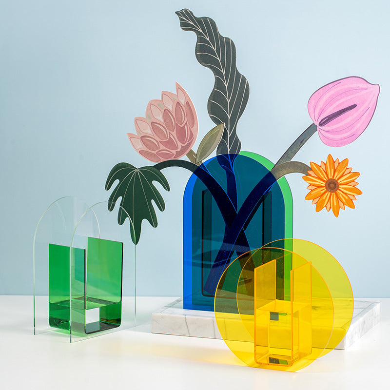 Geometric Colorful Acrylic Flower Vase