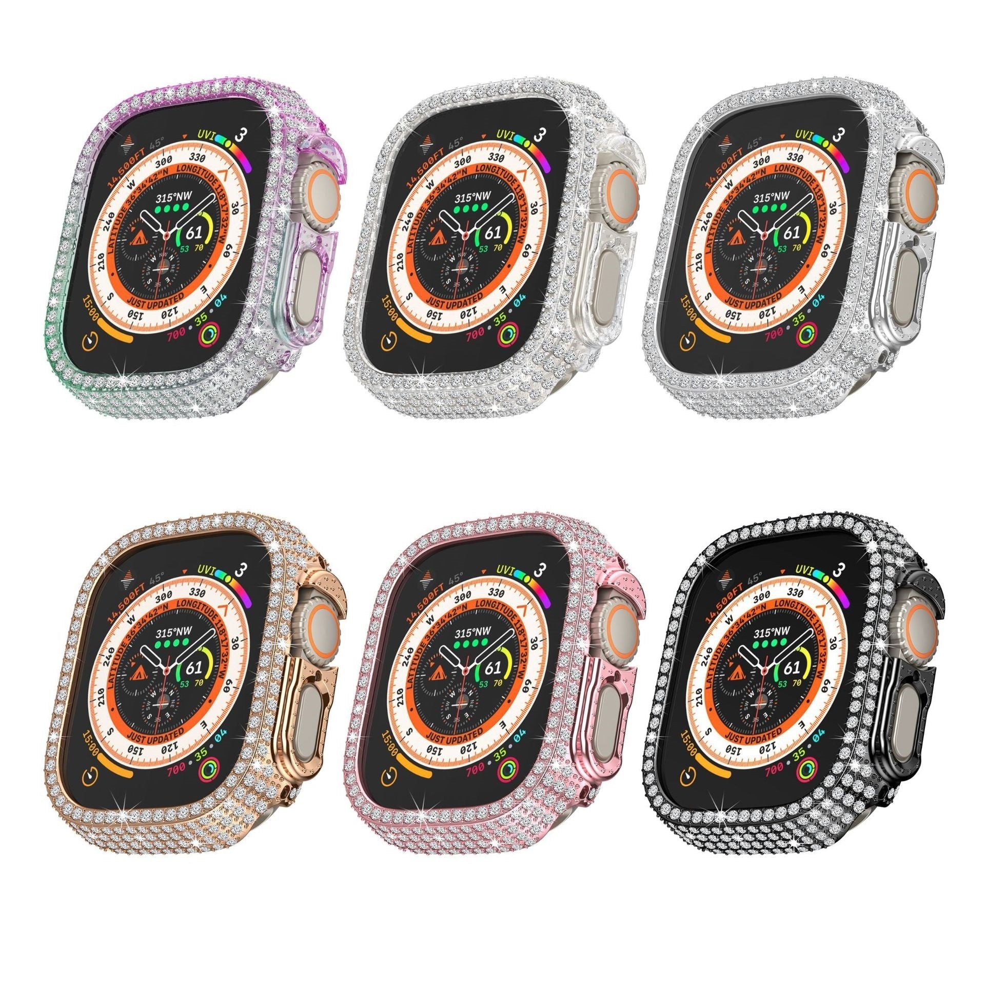 Diamantbesatt fulldekkende skjermbeskytter for Apple Watch