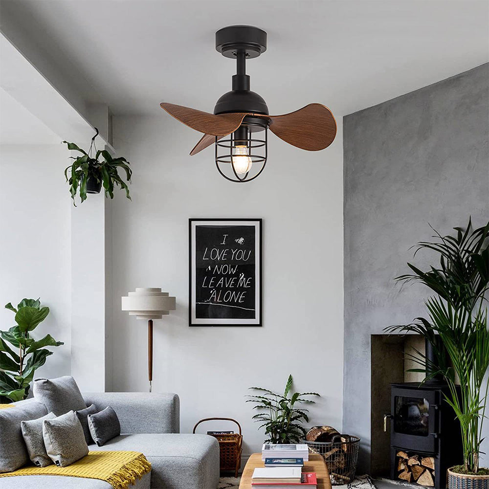 Simpatici ventilatori da soffitto contemporanei in noce scuro con lampada