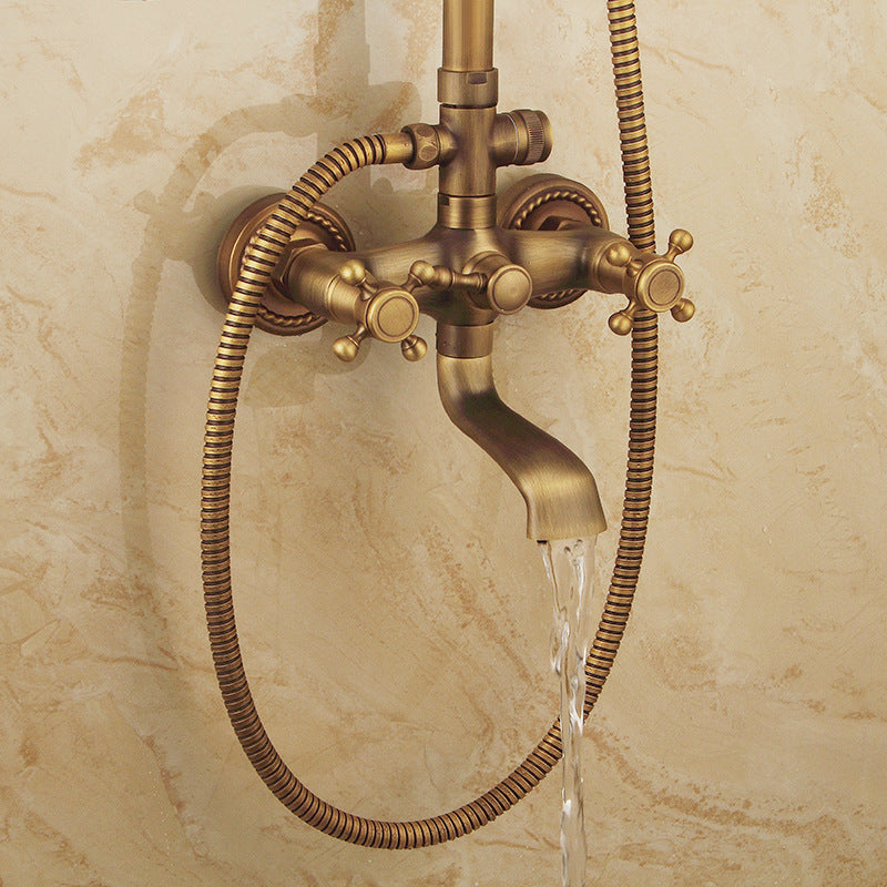 Retro Copper Shower Set with Brass Tap and Practical Showers