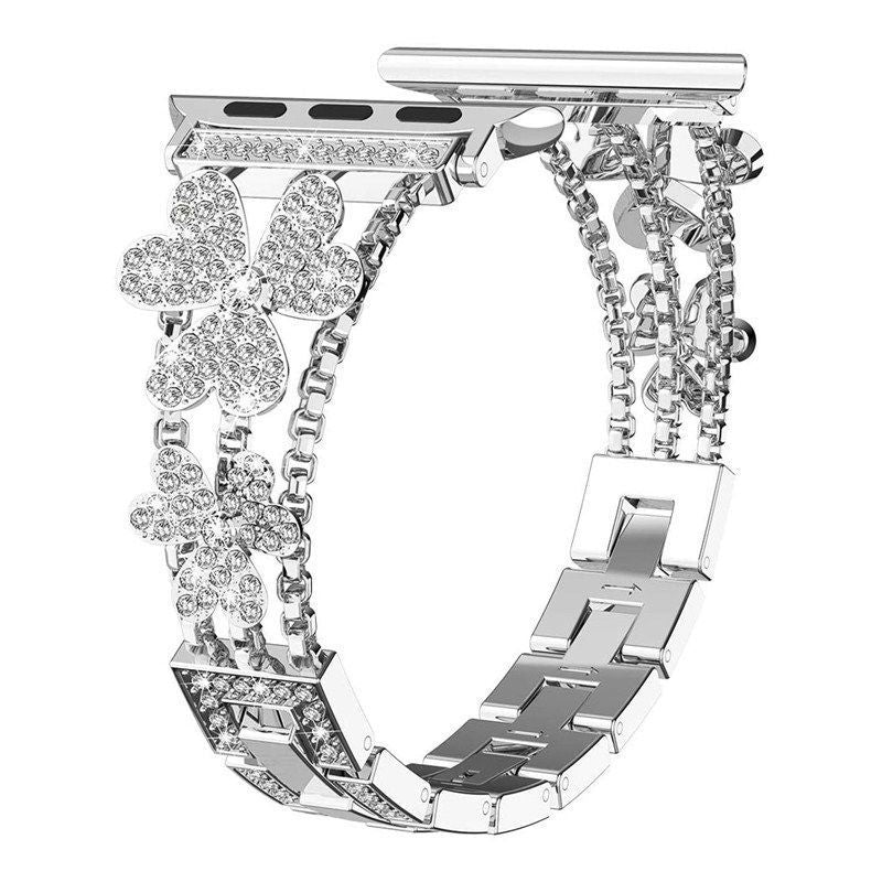 Flower Sparkling Diamond Link Bracelet for Apple Watch