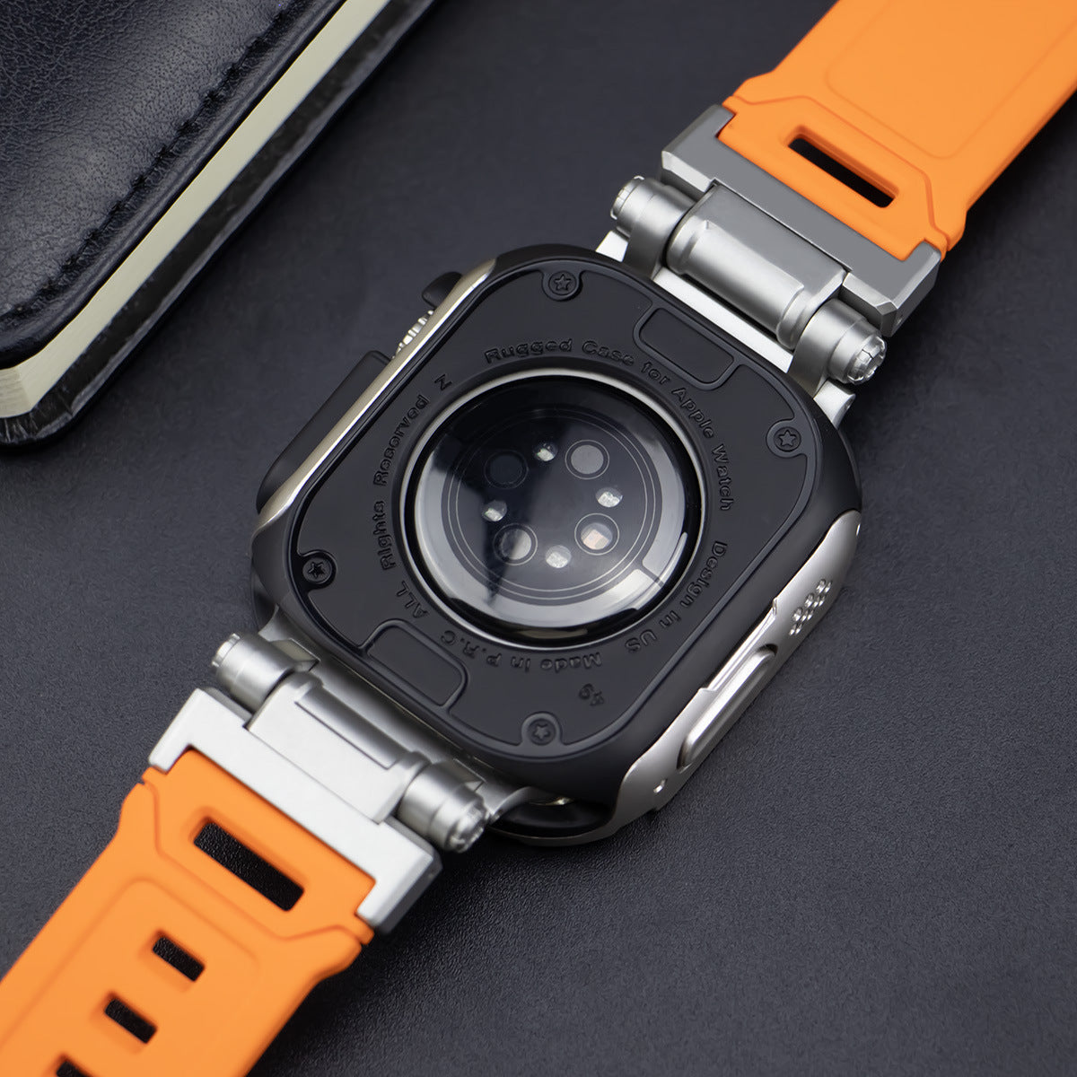 Explorer Tactical Fluoro Gumi Szíj + TPU + PC 2 az 1-ben Tok Apple Watch-hoz