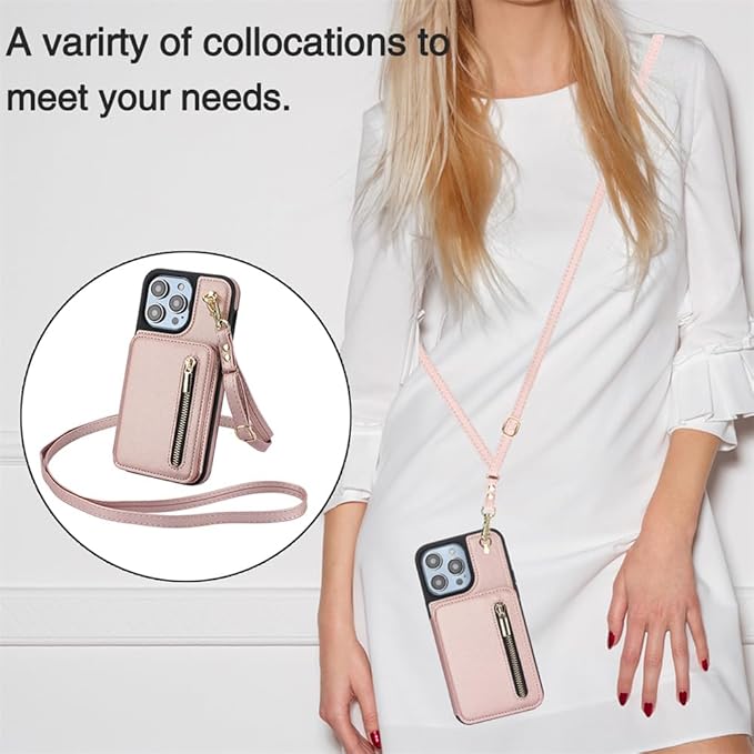 Luxury Cross Body Zipper Card Wallet iPhone Case