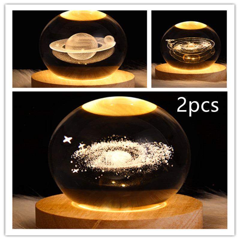 3D Galaxy Crystal Ball LED Night Lamp