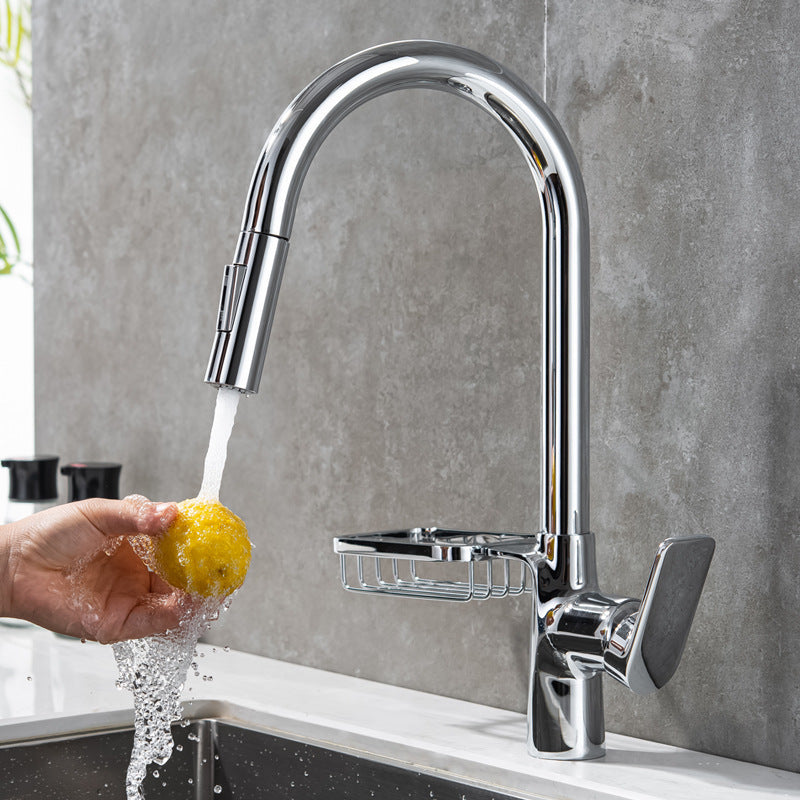 Single Handle Hot Cold Kitchen Faucet with Pull Down Sprayer