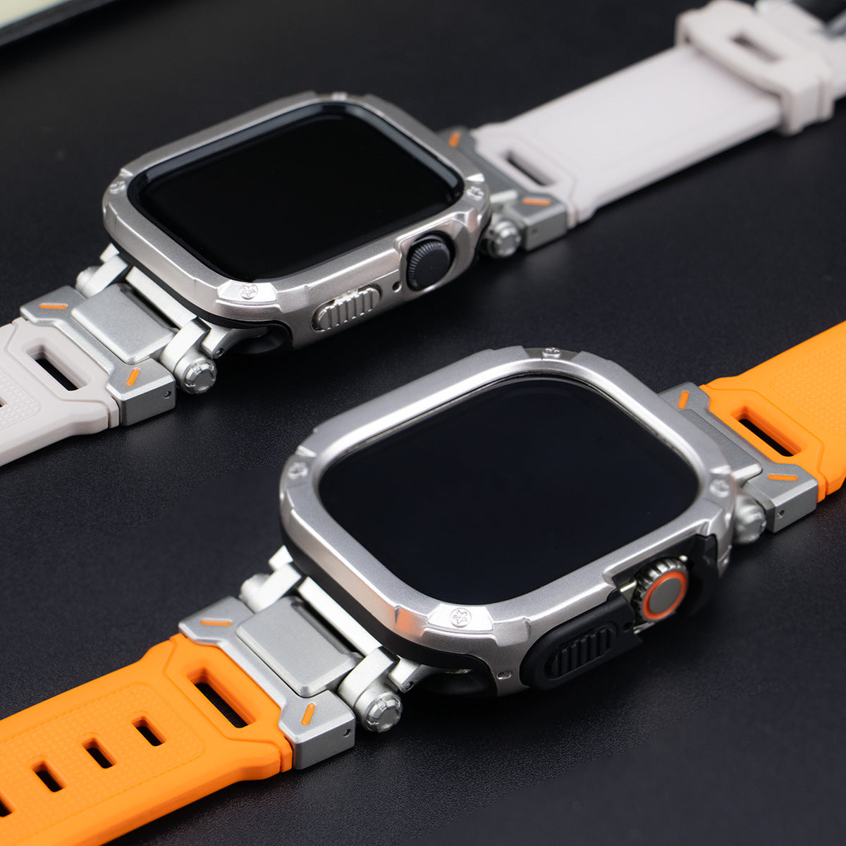 Explorer Tactical Fluoro Gumi Szíj + TPU + PC 2 az 1-ben Tok Apple Watch-hoz