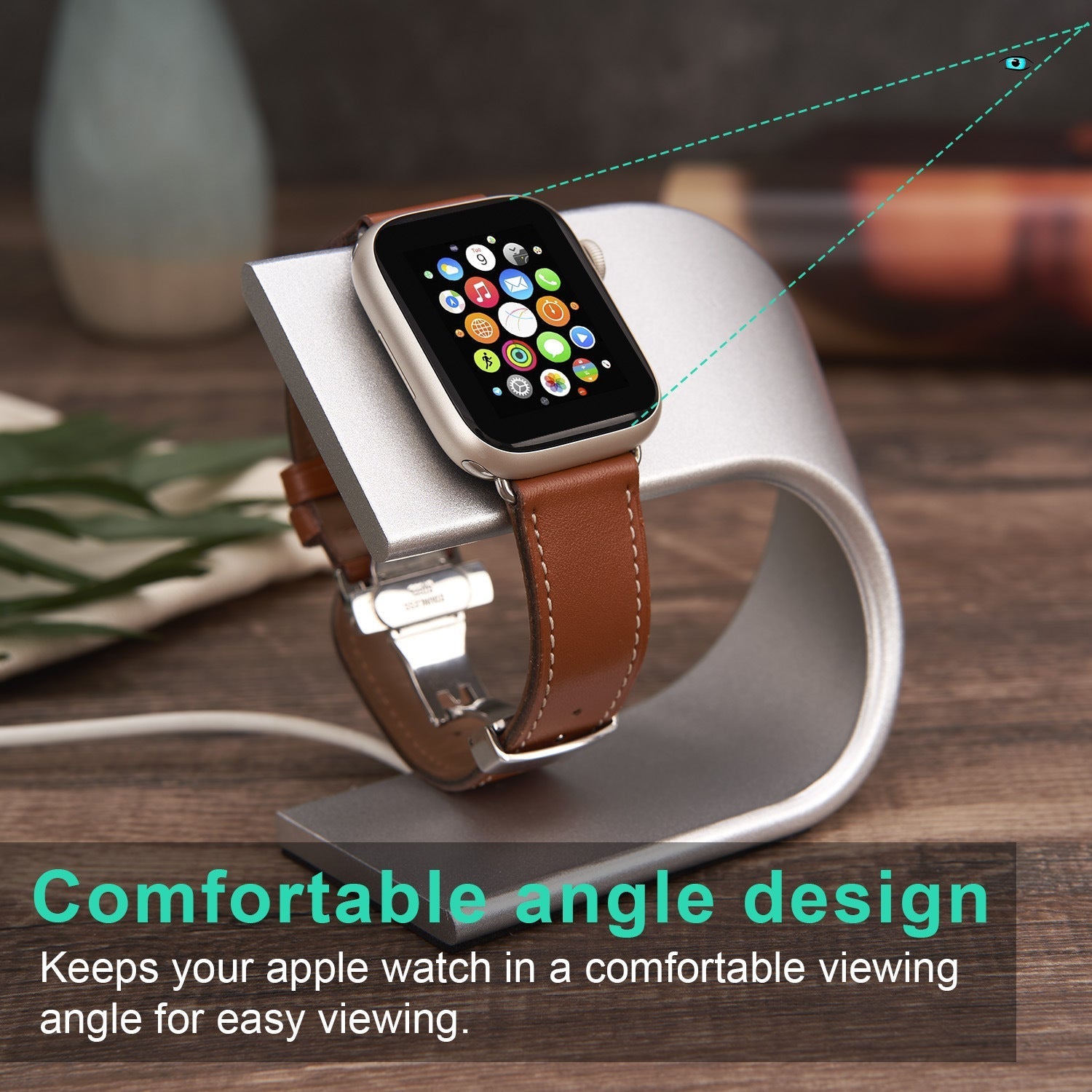 Aluminiumlegering U-formet ladestativ for Apple Watch