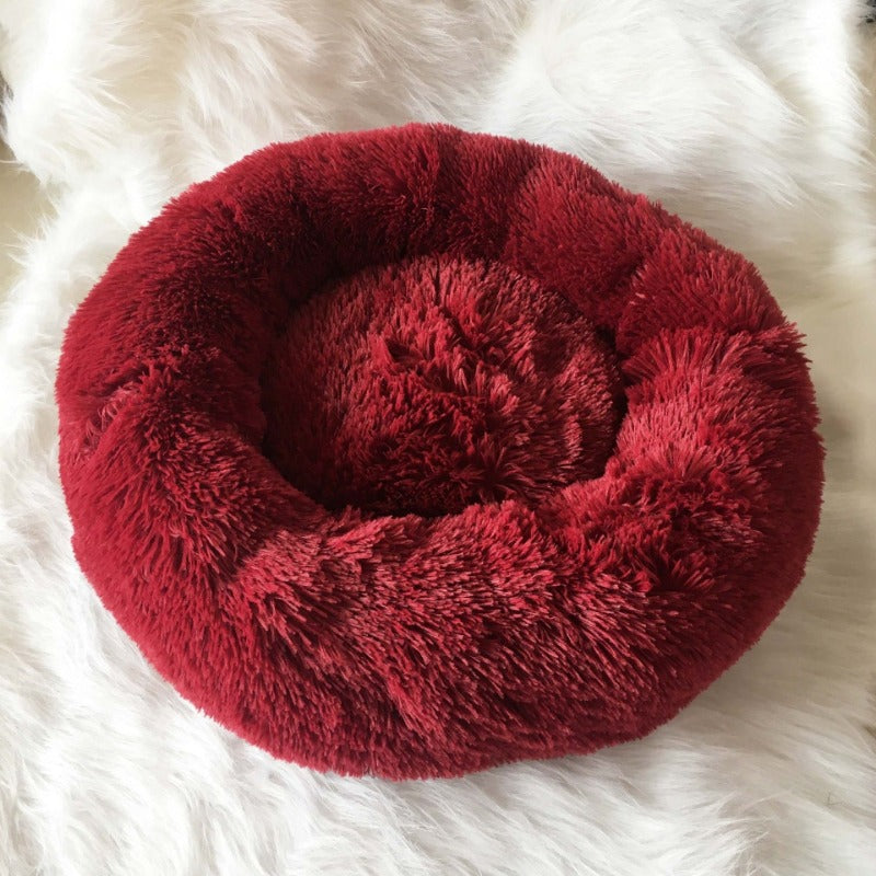 Round Plush Calming Donut Dog Bed for Small to Large Dogs