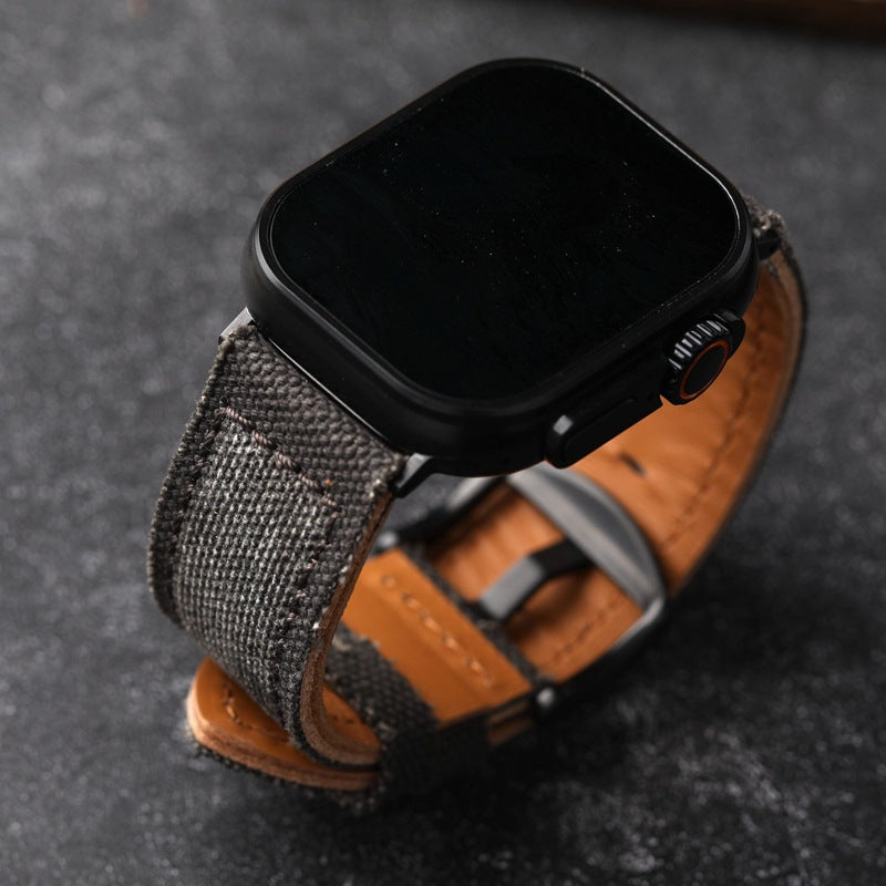 Correa de cuero de lona para Apple Watch