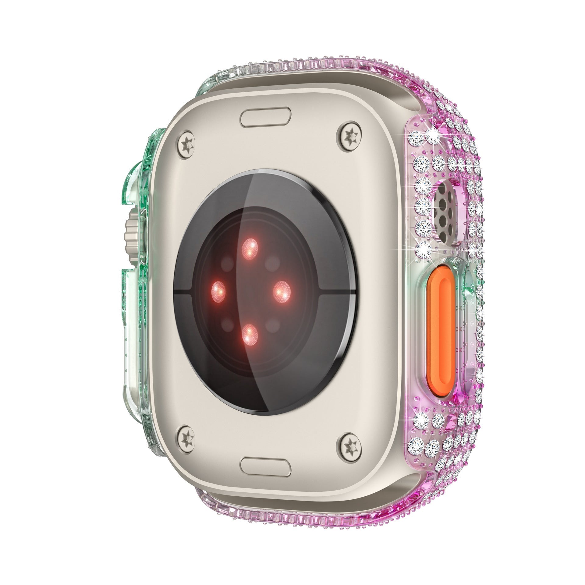 Protector de pantalla de funda completa con incrustaciones de diamantes para Apple Watch