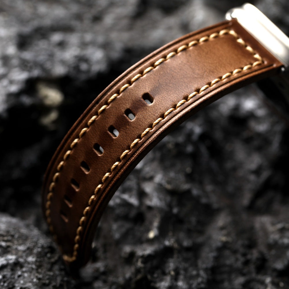 Vintage Brown Horween Chromexcel Leather Watch Strap for Apple Watch