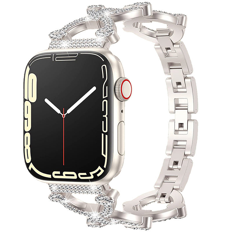 Bling Diamanten Schakelarmband Voor Apple Watch