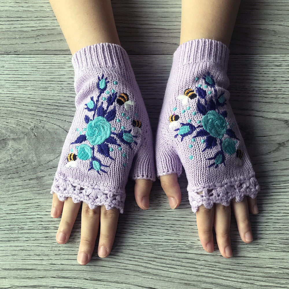 Guantes sin dedos florales de 3Leaves