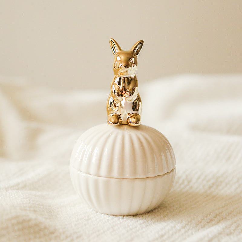 Elegance Animal Figurine Handle Jewelry Storage Jar