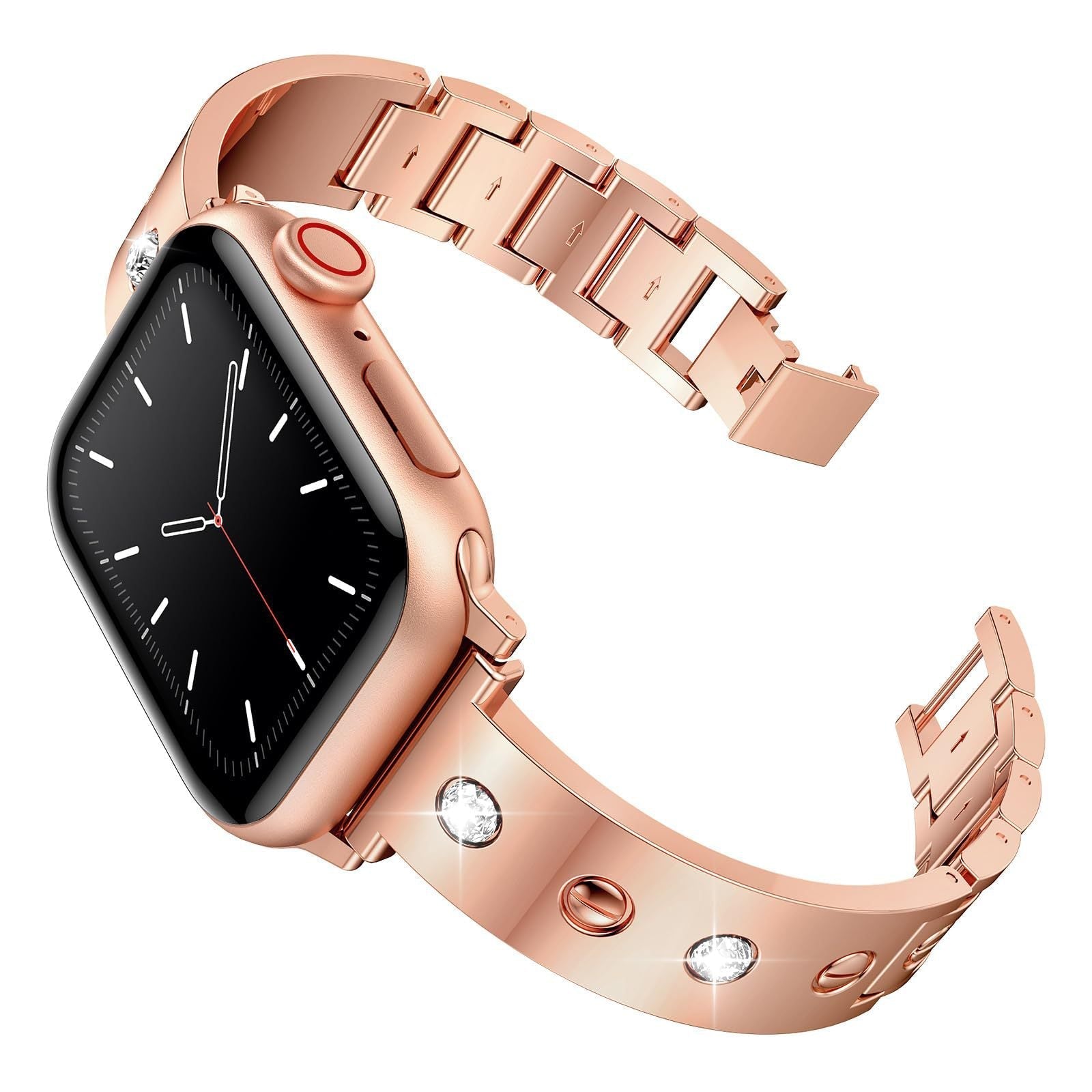 Brățară cu cataramă din metal cu diamante pentru Apple Watch