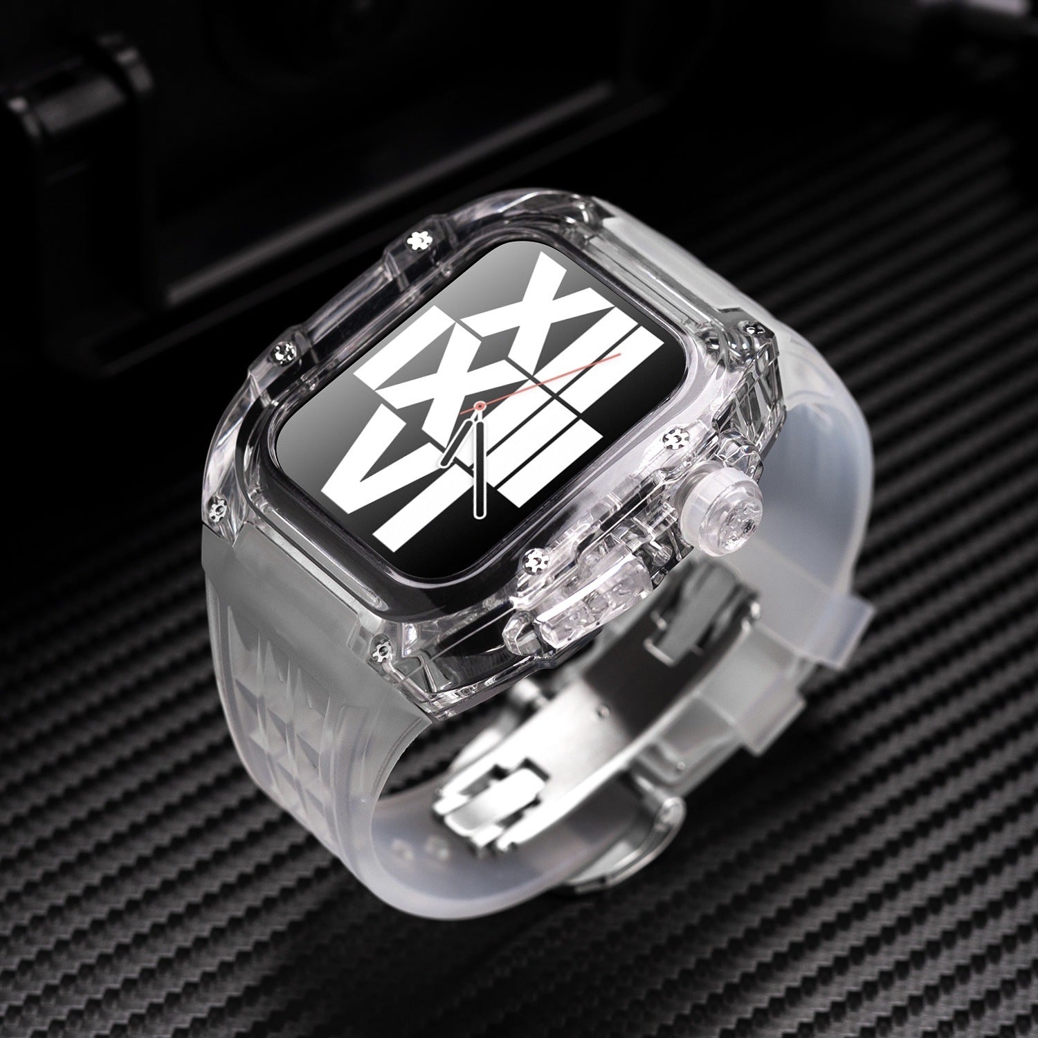 RM V30 Glacier Series Fluororubber Transparent Case Rubber Band Mod Kit For Apple Watch