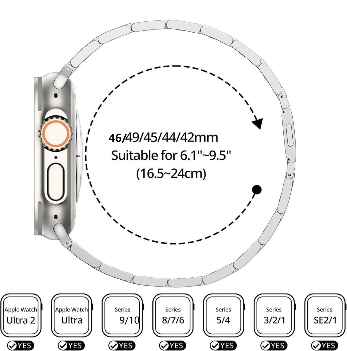 Rustfritt stålarmbånd for Apple Watch