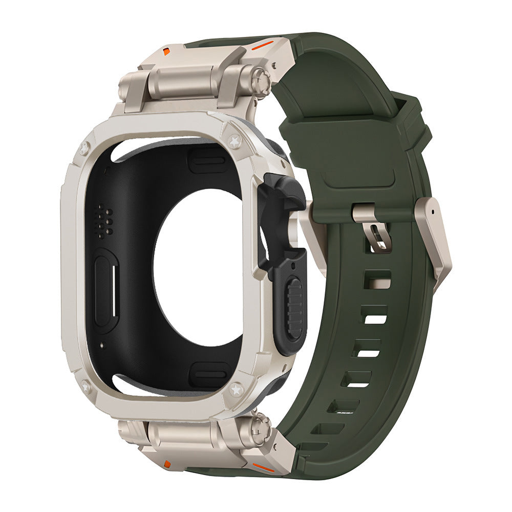 Explorer Tactical Fluoro Gumi Szíj + TPU + PC 2 az 1-ben Tok Apple Watch-hoz