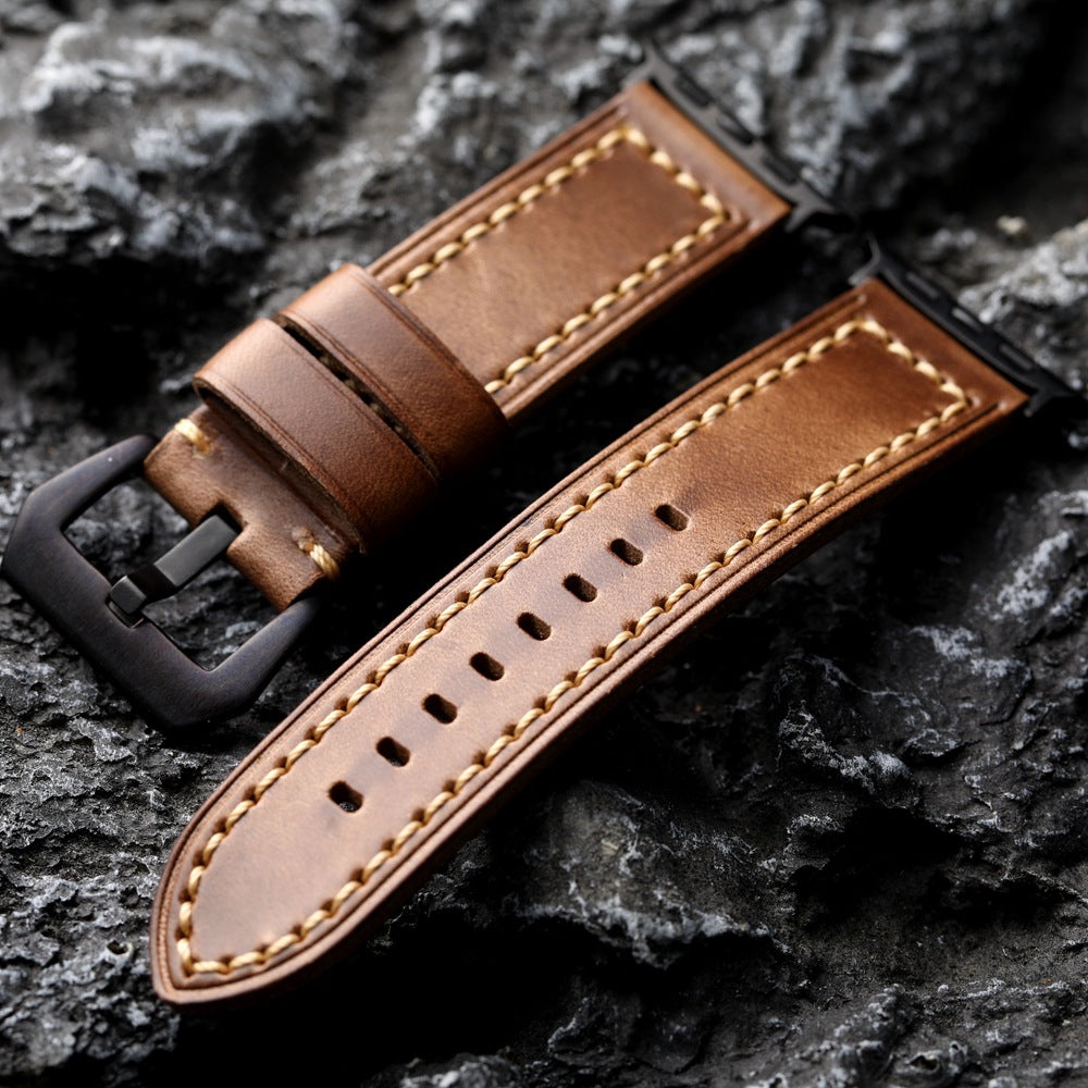 Vintage Bruin Horween Chromexcel Leren Horlogeband voor Apple Watch