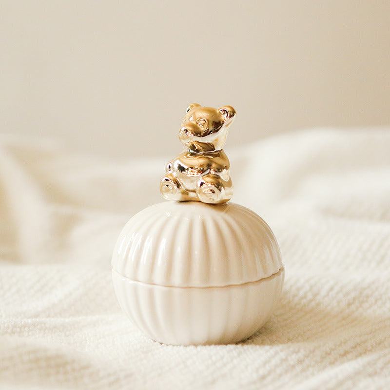 Elegance Animal Figurine Handle Jewelry Storage Jar