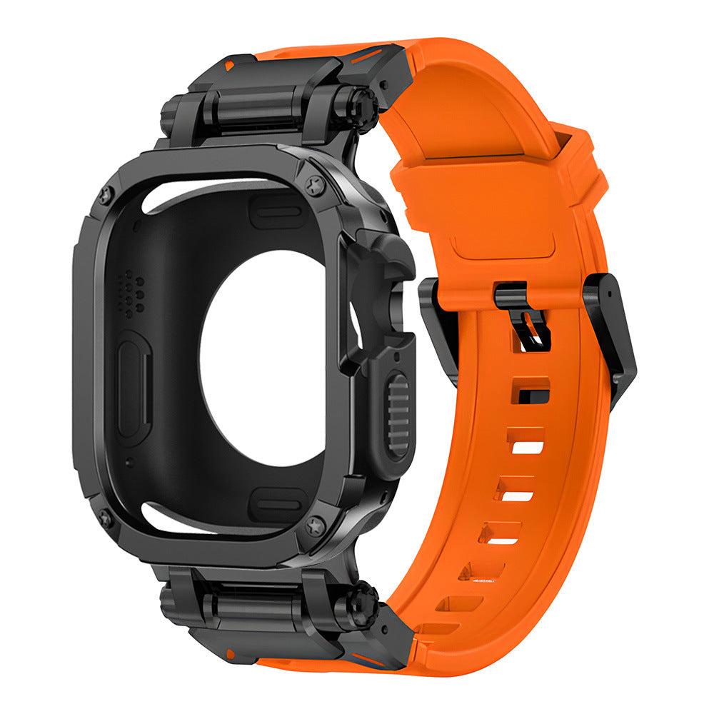 Explorer Tactical Fluoro Gumi Szíj + TPU + PC 2 az 1-ben Tok Apple Watch-hoz