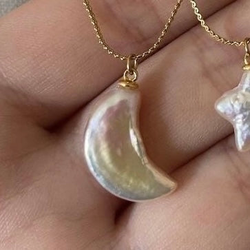 Pearl Moon and Star Necklace