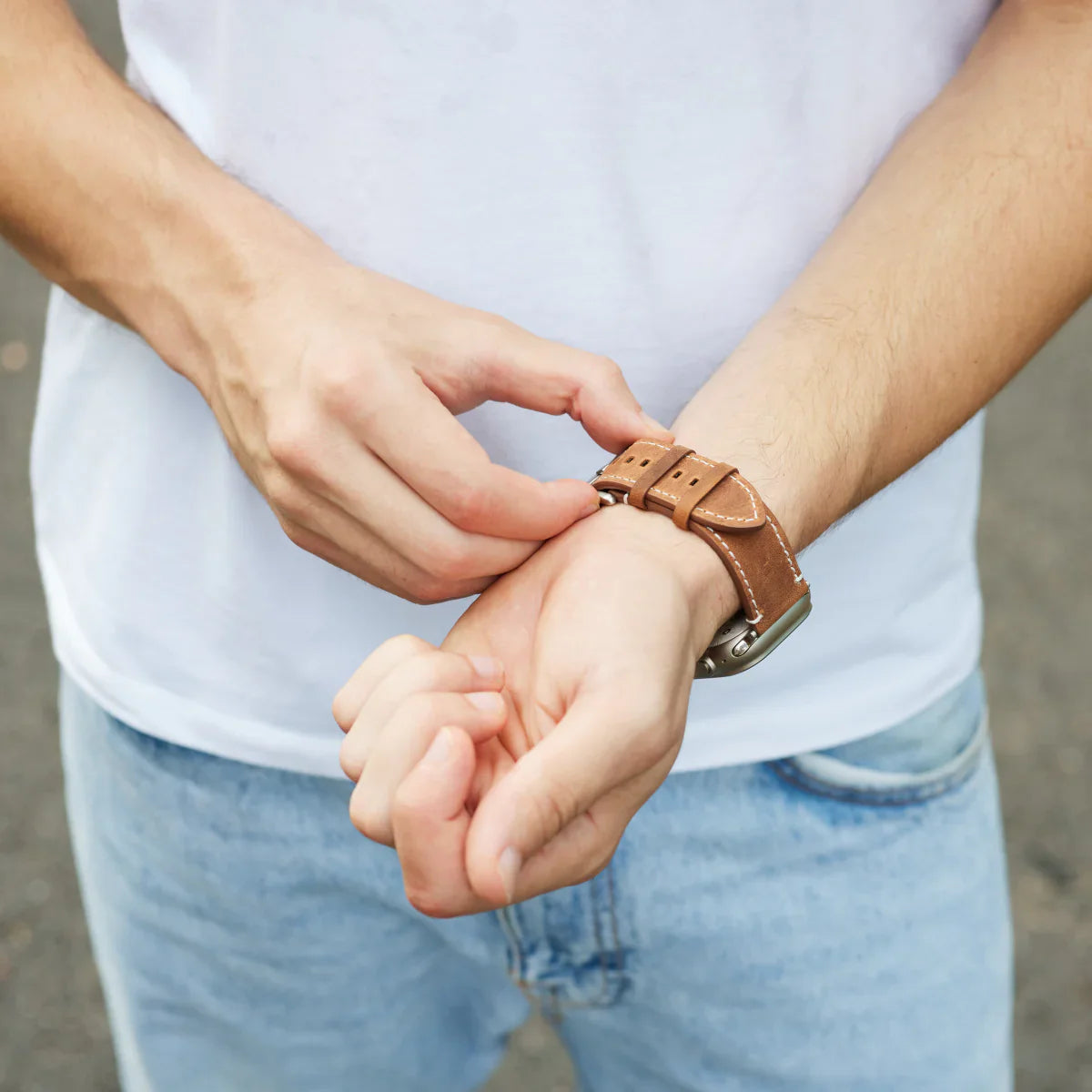 Bracelet en cuir vintage de luxe pour Apple Watch