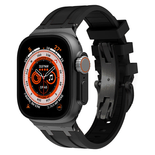 רצועת סיליקון עבה חדשה עם מתאם טיטניום עבור Apple Watch