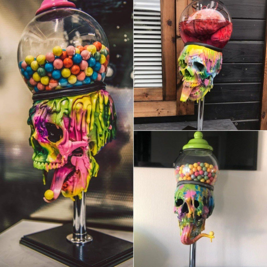 Skull Bubble Gum Machine Halloween bordpynt