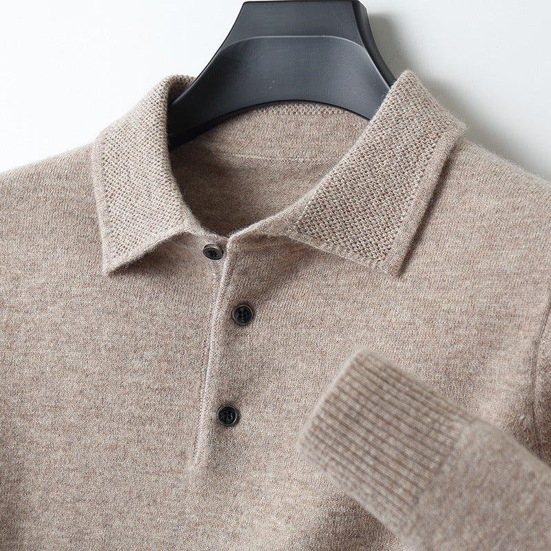 Polo a maniche lunghe in Cashmere/Merino Wool