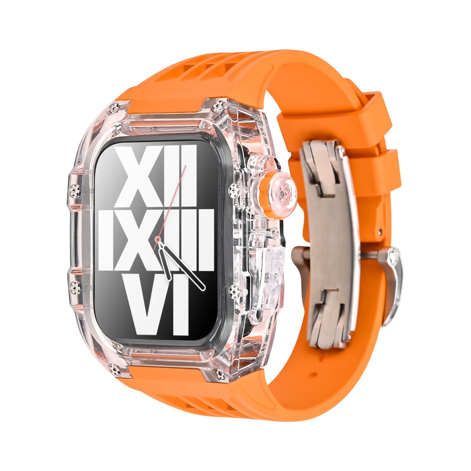 RM V30 Glacier Series Fluororubber Transparent Case Gummibånd Mod Kit Til Apple Watch