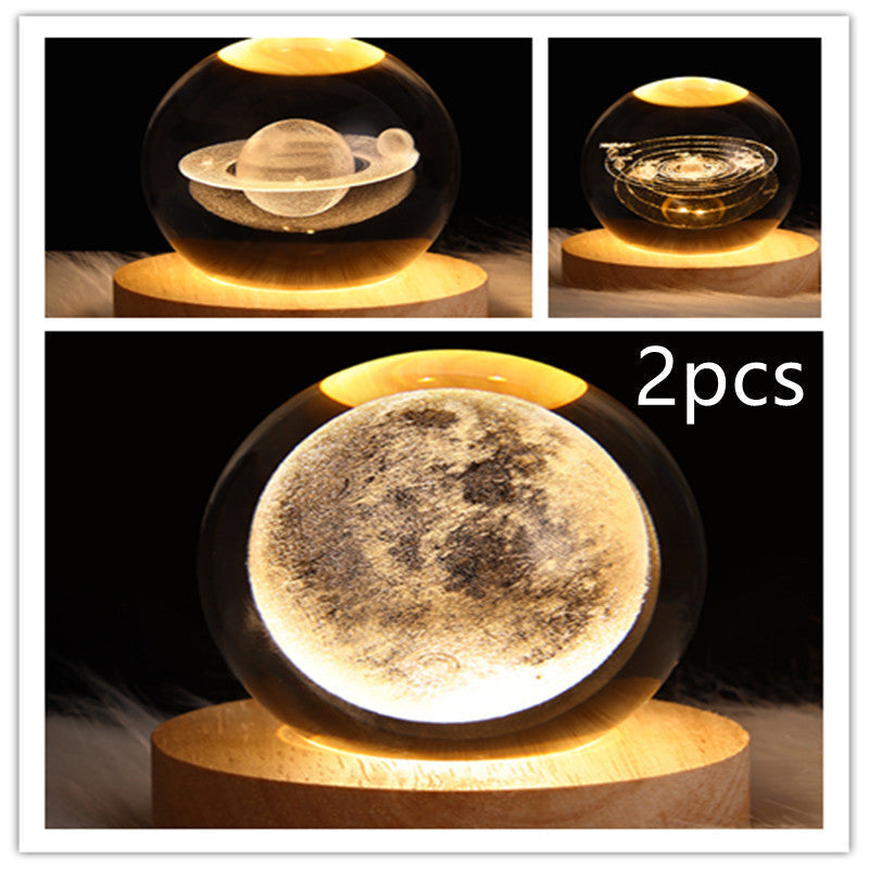 3D Galaxy Crystal Ball LED Night Lamp