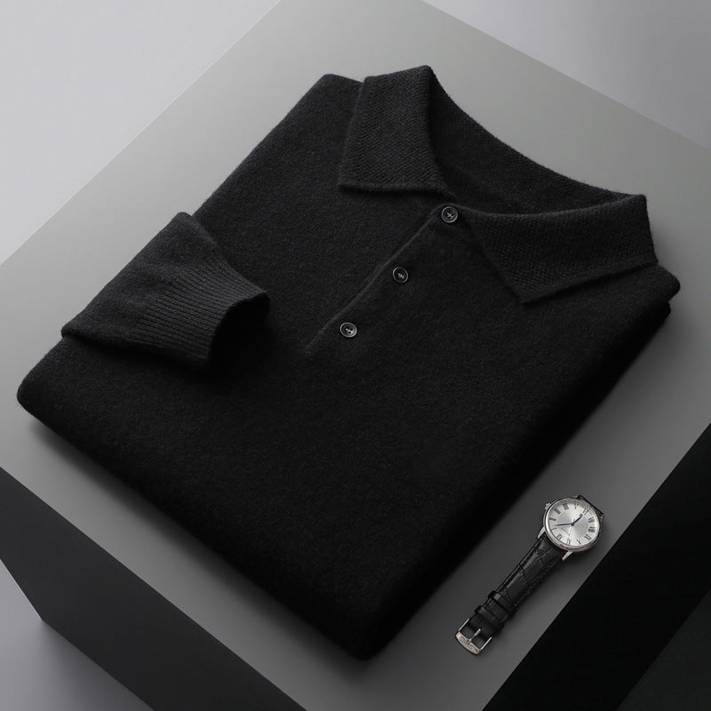 Polo a maniche lunghe in Cashmere/Merino Wool