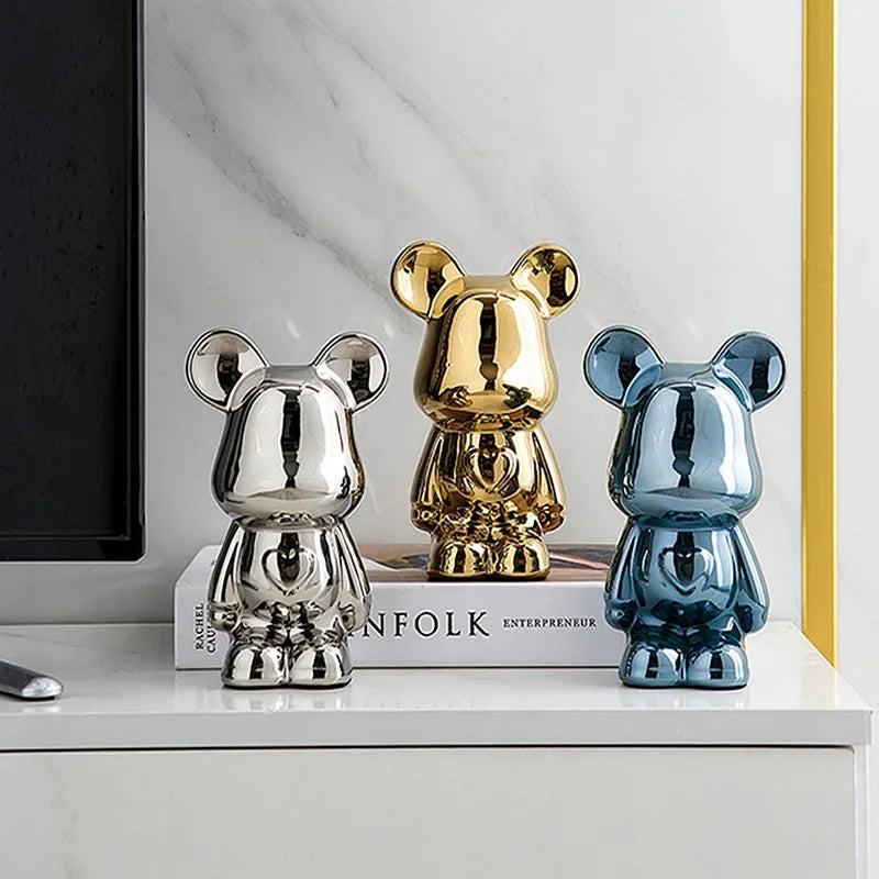 Unique Metallic Bear Penny Bank - Decorative Coin Bank for Home Decor