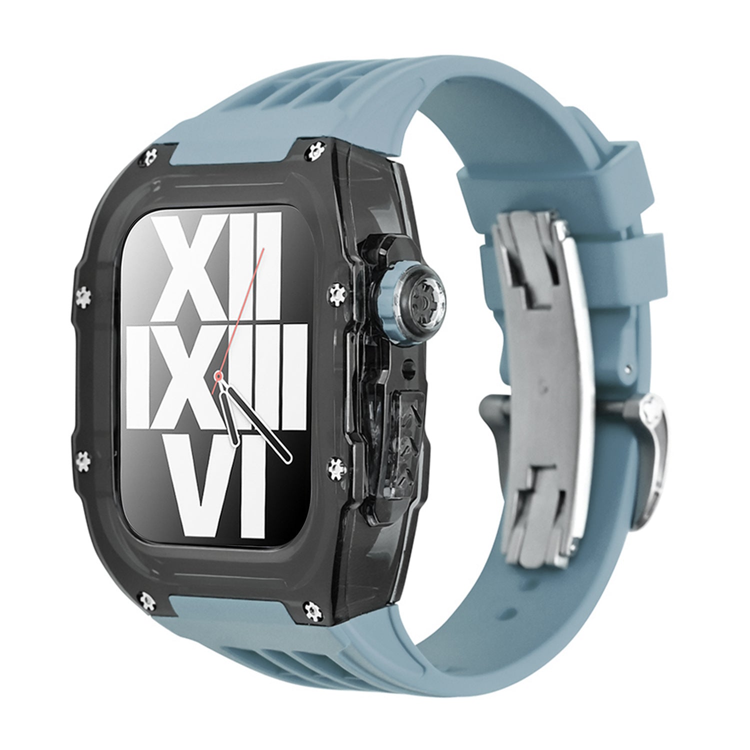 RM V30 Glacier Series Fluororubber Band Fekete Tok Utólagos Készlet Apple Watch-hoz