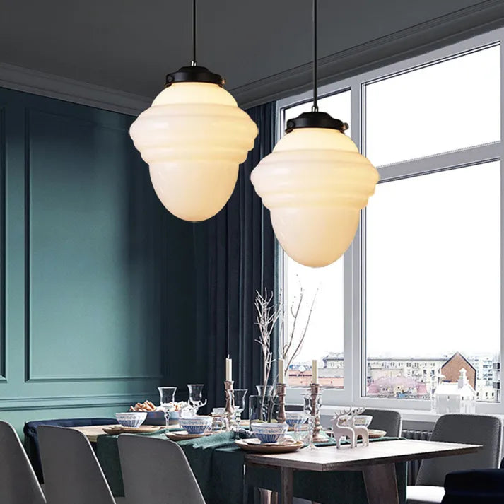 VintageGlow – Geometric Pendant Lamp in Matte Glass