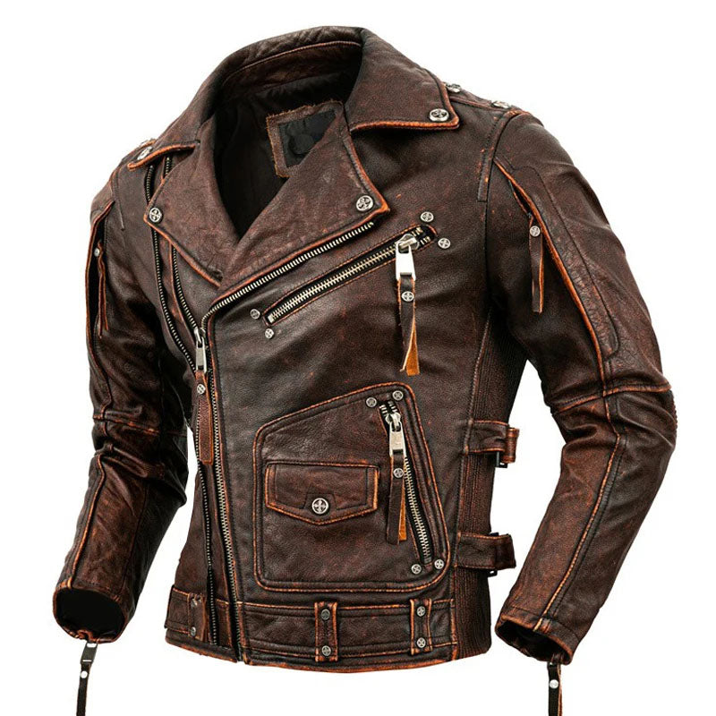 Retro Genuine Leather Jacket A81