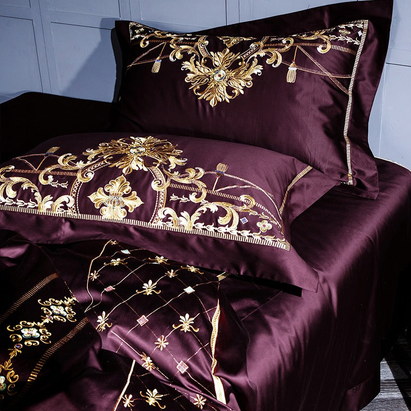 Ozmundo Sangria Egyptian Cotton Luxury Bedding Set