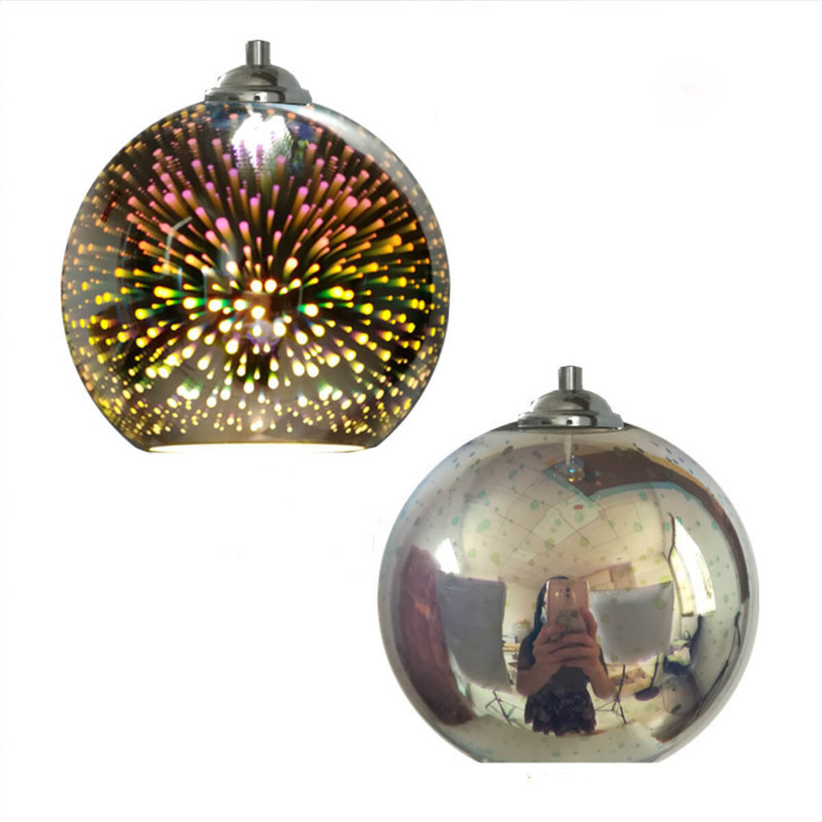 Modern Creative 3D Colorful Fireworks Glass 1-Light Dome Pendant Light lamp